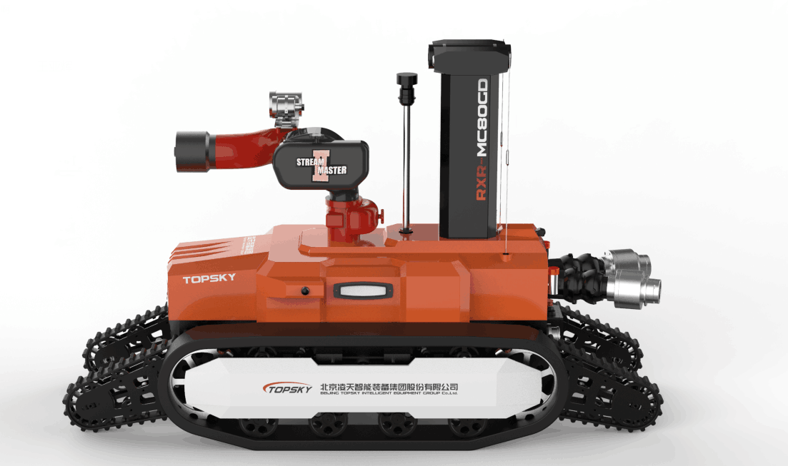 全地形防爆消防滅火偵察機器人【履帶擺臂】  (第2代，升降云臺及氣體二合一探測裝置+語音控制）  RXR-MC80BGD